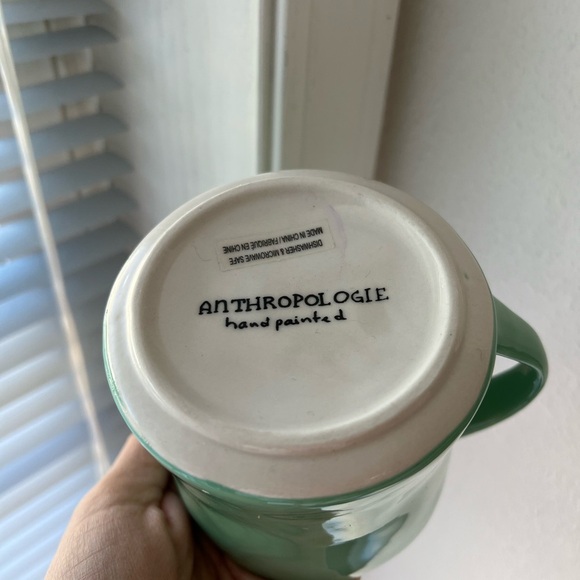 Anthropologie Monogrammed Letter 'S' Mug | Hand Painted | Muted Green - Picture 6 of 8